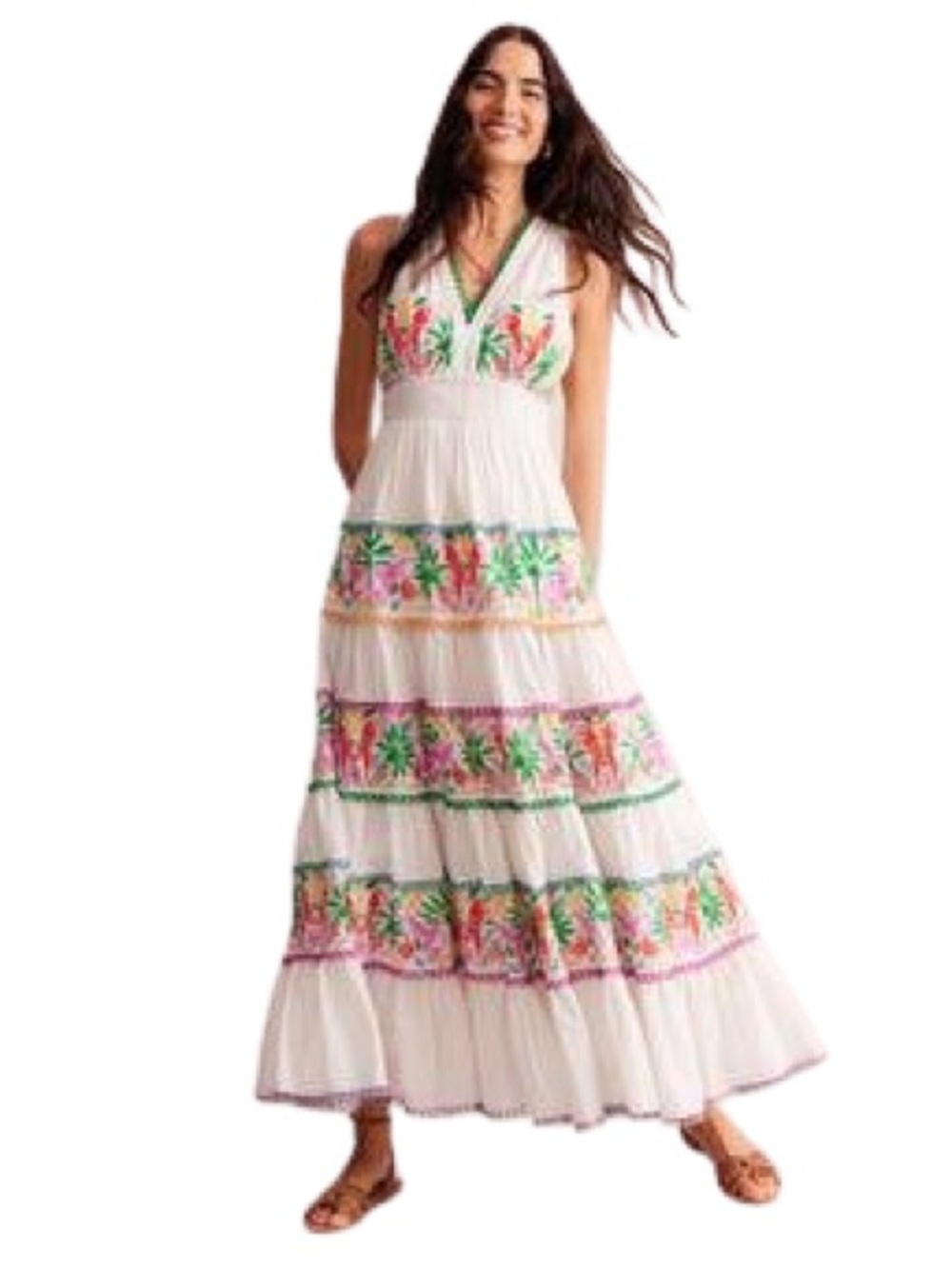 NWT Plus Size 22 BODEN Birds Floral Dres Tropical Cotton Summer Maci Beach 2X